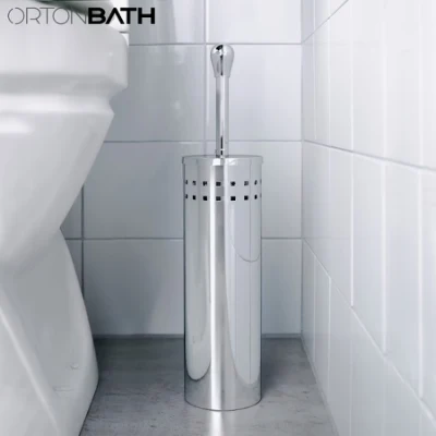 Ortonbath Anti-Bakterien-Badezimmer-Edelstahl-Silikon-Toiletten-Reinigungsbürste, bodenstehender Silikon-Wand-Toiletten-Reinigungsbürstenhalter, Zubehör